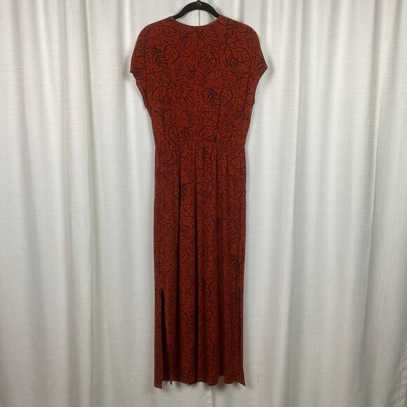 Garnet Hill Brown Leaf Print Shelby Knit Maxi Dress Sz.S - Picture 9 of 14